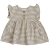 Gingham ruffle linen dress