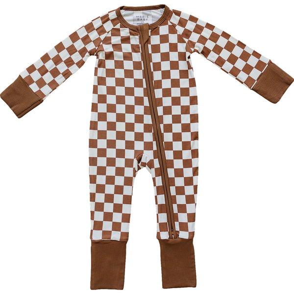 Pyjama en bambou - Pieds repliables - Rust checkered