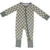 Pyjama en bambou - Pieds repliables - Gingham vert pâle