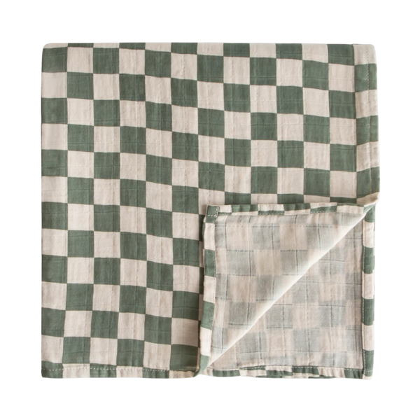 Mousseline coton bio - Olive check