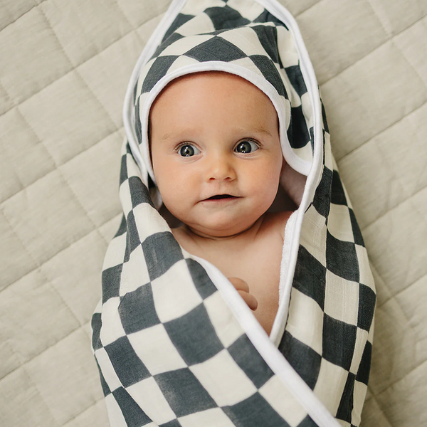 Serviette de bain à capuchon - Charcoal checkered