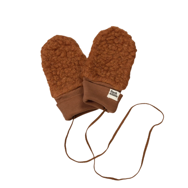 Wool Sherpa Mittens - Chestnut