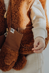 Wool Sherpa Mittens - Chestnut
