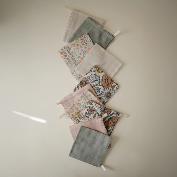 Débarbouillettes mousseline - Paquet de 5 - Pastel bloom