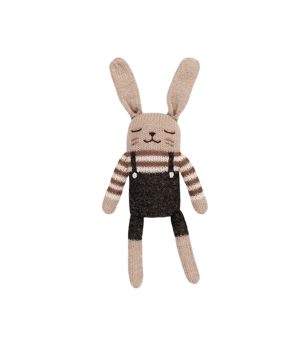 Bunny knit toy - Black overalls