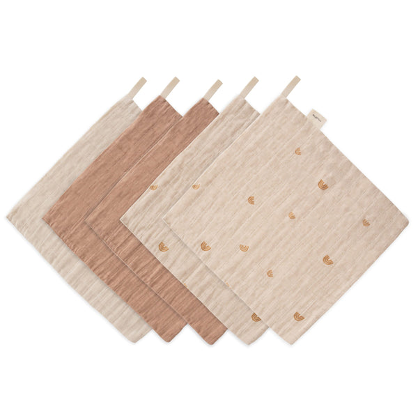 Débarbouillettes mousseline - Paquet de 5 - Arcs-en-ciel