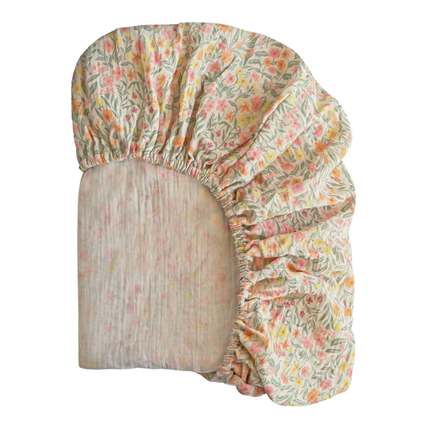 Muslin crib sheet - Pastel blooms