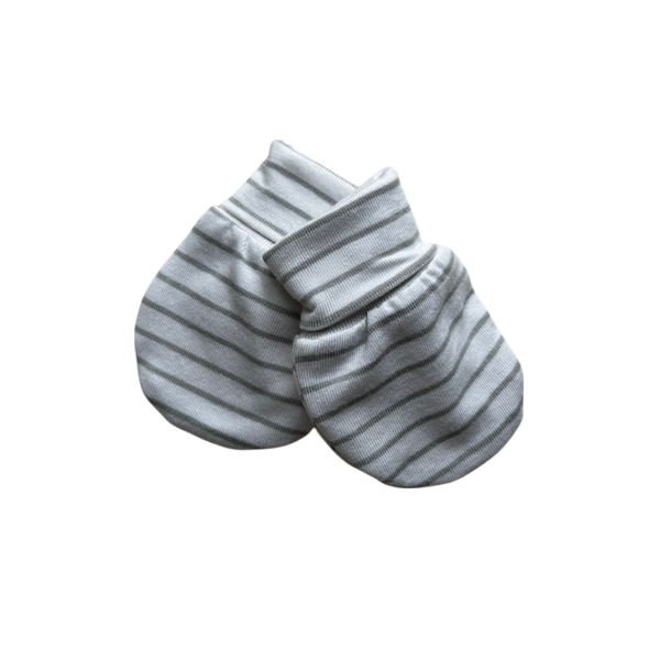 Stripe sage newborn mittens