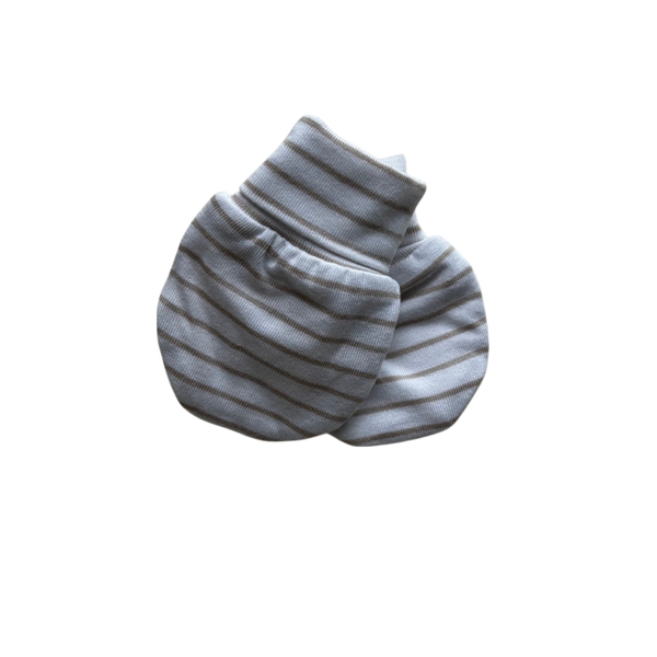 Stripe beige newborn mittens