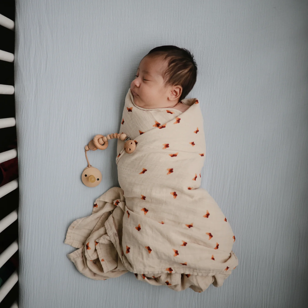 Muslin crib sheet - Baby blue 