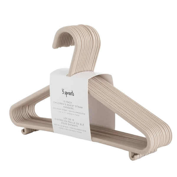 Wheat Straw Hangers pack of 15 - Beige