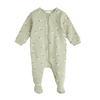 Pyjama côtelé sauge à imprimés 'fleurs'