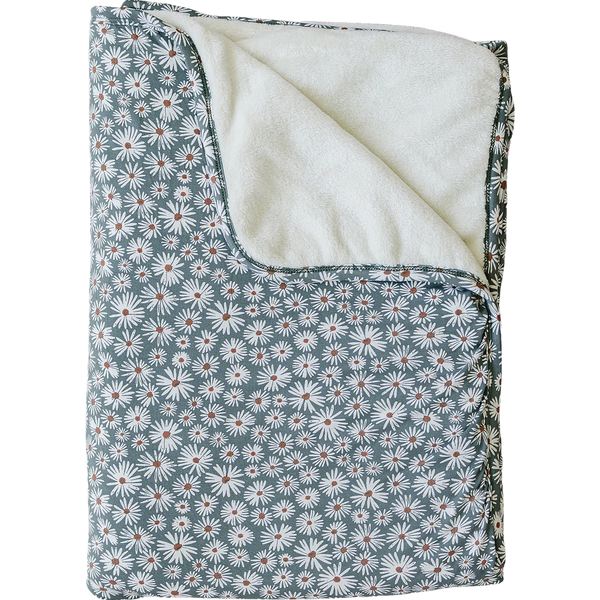 Bamboo fleece quilt - Dark green daisy