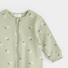 Pyjama côtelé sauge à imprimés 'fleurs'