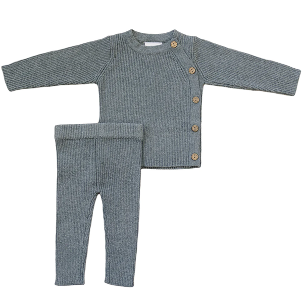 Charcoal ribbed knit layette