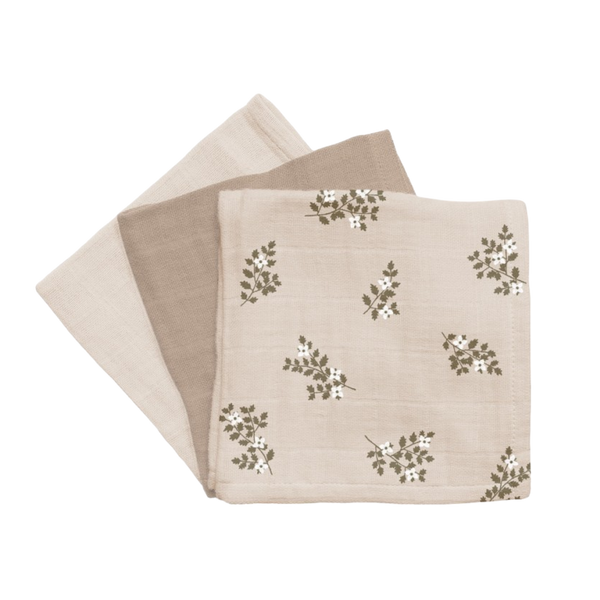 3 pack muslin wipes | hibiscus