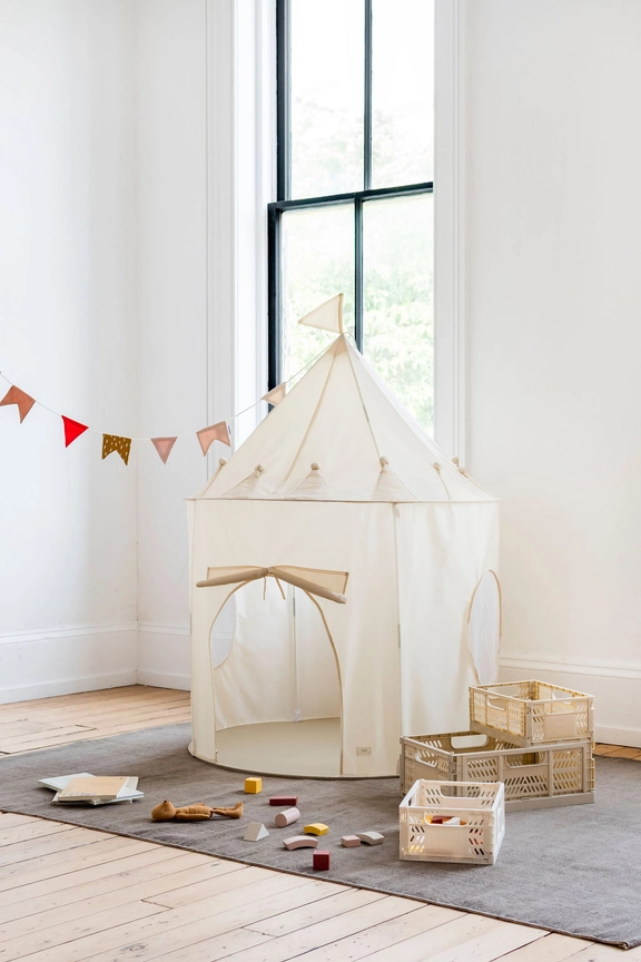 Beige gingham Recycled Fabric Play Tent