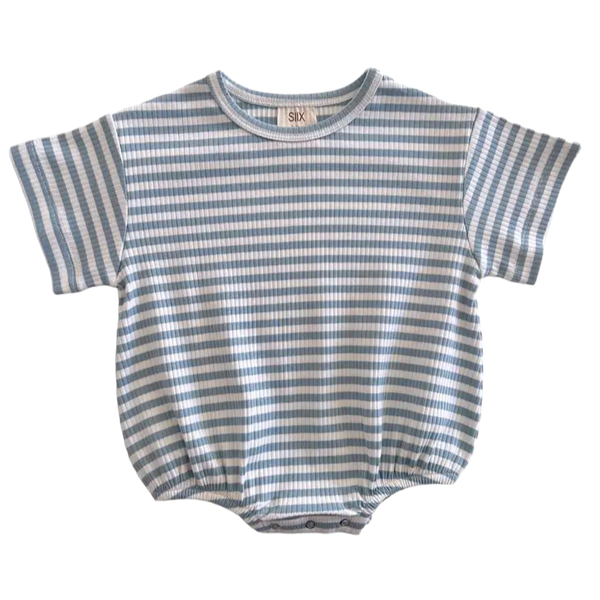 Organic ribbed t-shirt bubble - Blue stripes