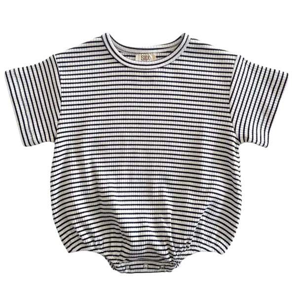 Organic ribbed t-shirt bubble - Black stripes