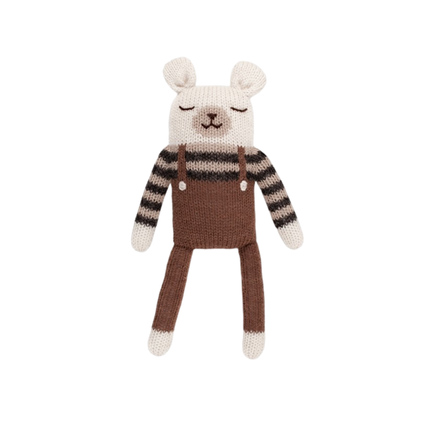 Polar bear knit toy - Nut overalls