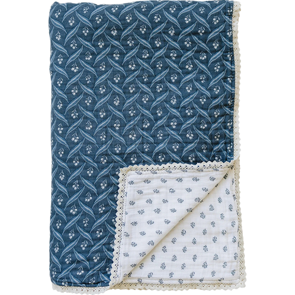 Navy berry checkered twin muslin quilt