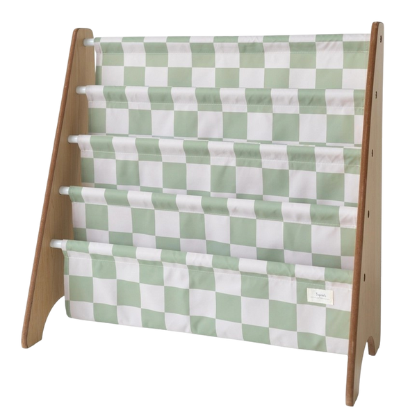 Green checkered Recycled Fabric Book Rack