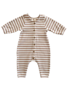 Tan stripe organic ribbed long sleeve bay jumpsuit