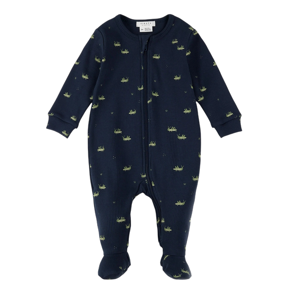 Grasshopper Print on Ribbed Blue Sleeper