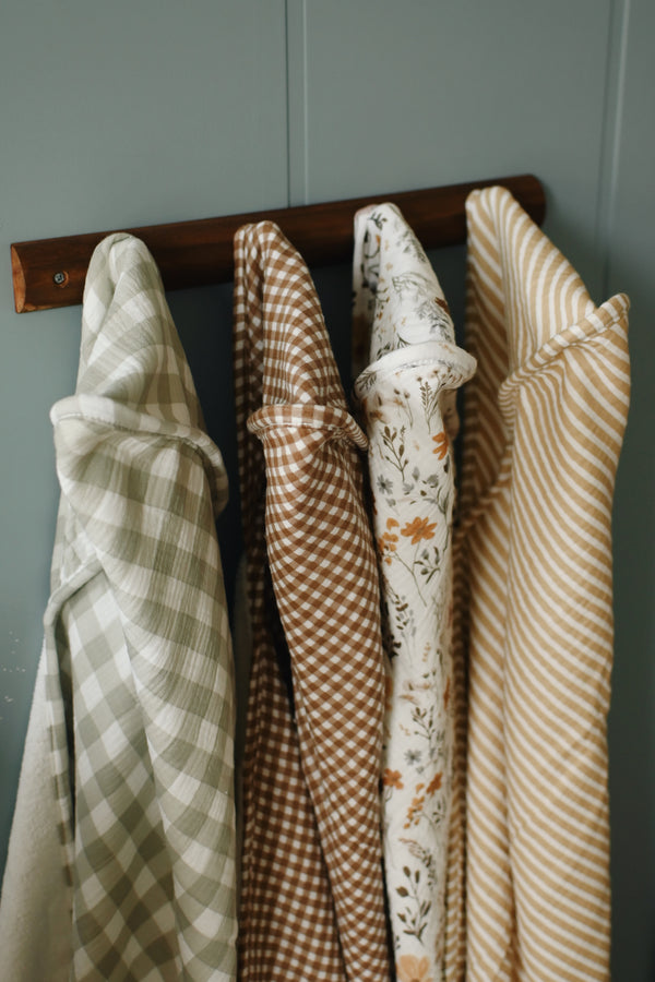 Serviette de bain à capuchon - Sage gingham