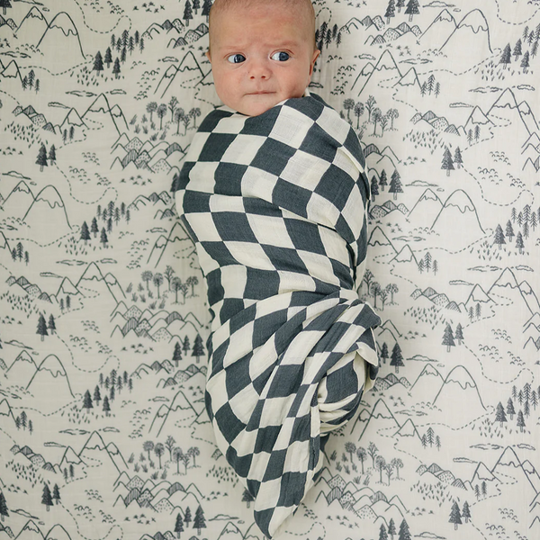 Muslin blanket - Charcoal checkered