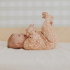 Floral Print on Rosy Mango Ribbed Sleeper