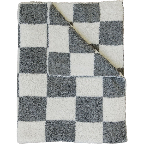 Charcoal checkered plush blanket (2 sizes)