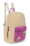 Ecru/Purple Teddy Midi Backpack
