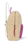 Ecru/Purple Teddy Midi Backpack