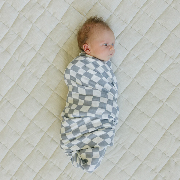 Muslin blanket - Dusty blue checkered