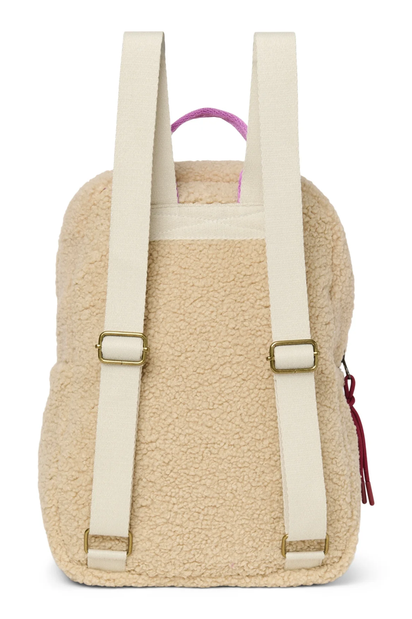 Ecru/Purple Teddy Midi Backpack