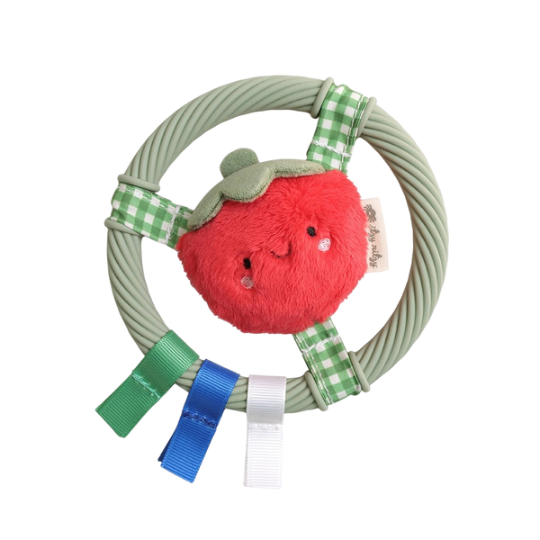 Anneau de dentition avec ami peluche - Fraise