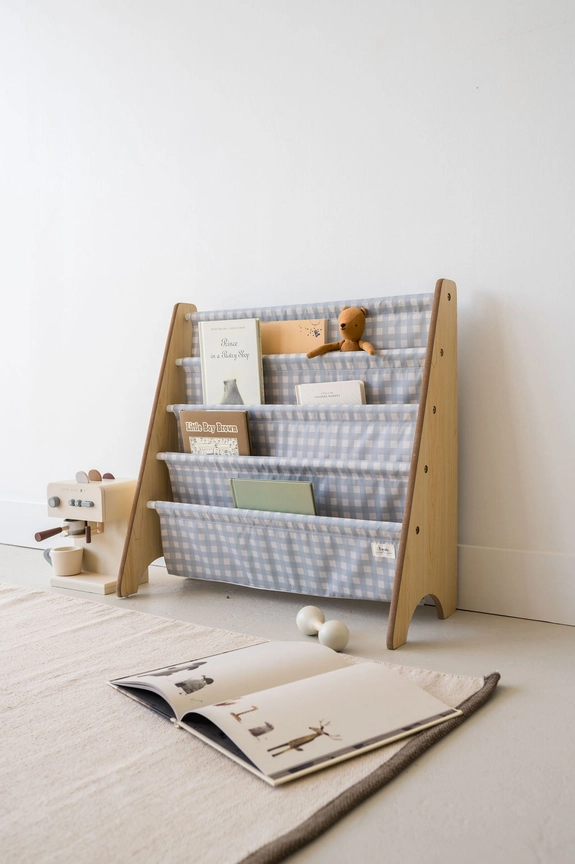 Ivory Blueberry Recycled Fabric Book Rack