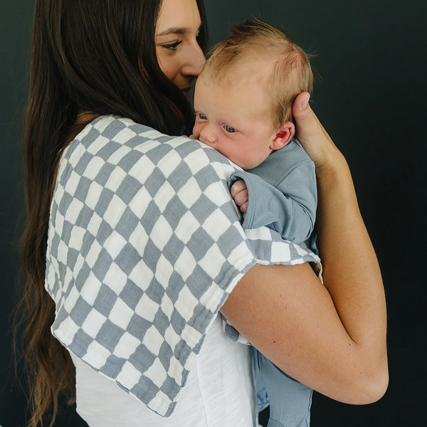 Burp cloth - Dusty blue checkered