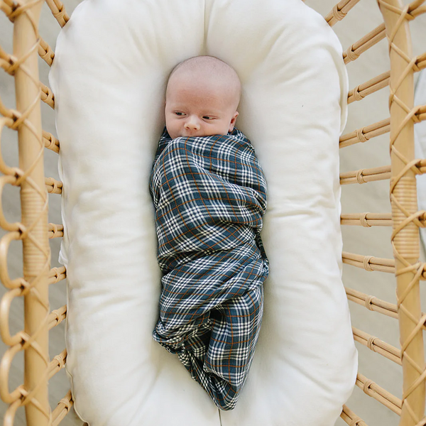 Muslin blanket - Navy plaid