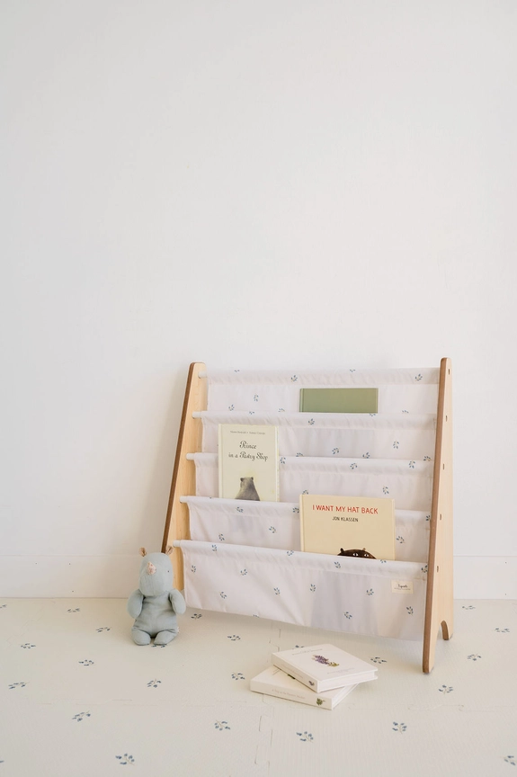 Ivory Blueberry Recycled Fabric Book Rack