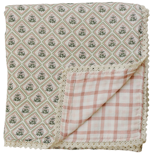 Courtepointe - Country garden & Pink gingham