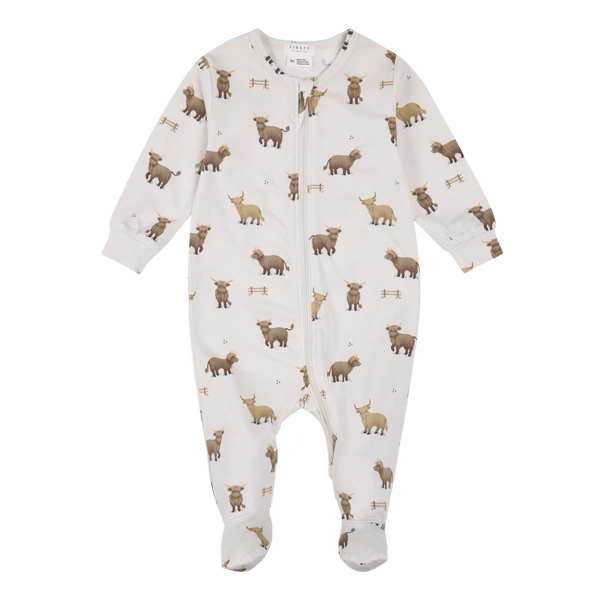 Dormeuse crème à imprimé vaches écossaises