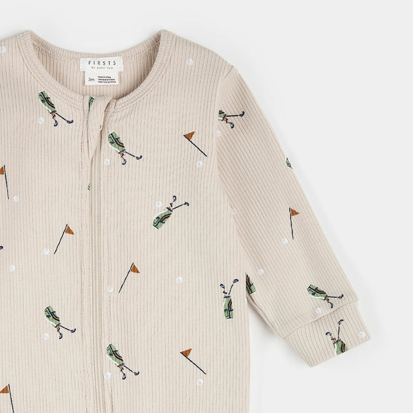 Dormeuse côtelée sable à imprimé cadets de golf