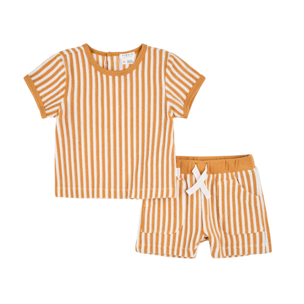 Ensemble short en tissu éponge à rayures