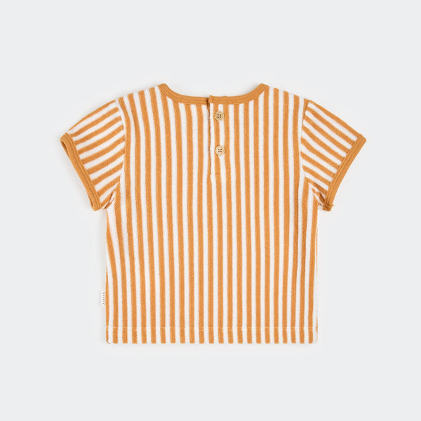 Tan Stripe Terry Short Set