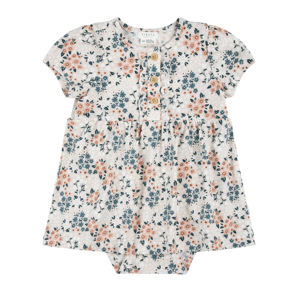 Robe cache-couche crème à imprimé fleurs printanières