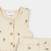 Bees Print on Ivory Ribbed Short Set