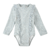 Maillot de bain une-pièce à manches longues bleu poudre à imprimé fleurs rétro