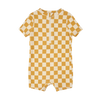 Orange Checkerboard Swim Romper